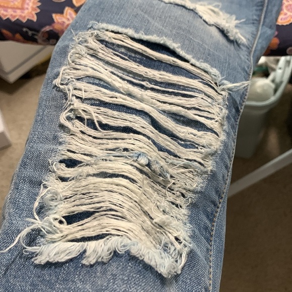 Machine Ripped Blue Jeans (LINED) - Picture 8 of 8